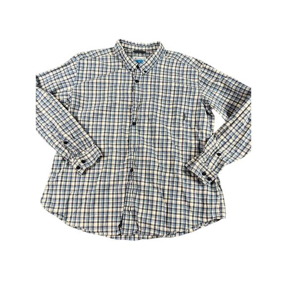 Columbia Sportswear Blue White Plaid Long Sleeve Shirt Men's XXL Button Down - Picture 1 of 9